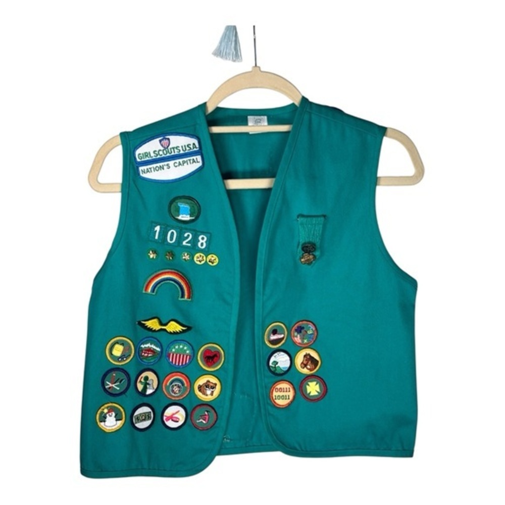 Vintage 90s Girl Scouts USA Badge Vest 1994-96 Honor Troop Patch Lot Union Tag